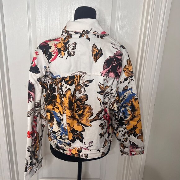 Desigual Women's White Hawaii Floral Print Jeans Jacket Size Large US NWT - Picture 14 of 16